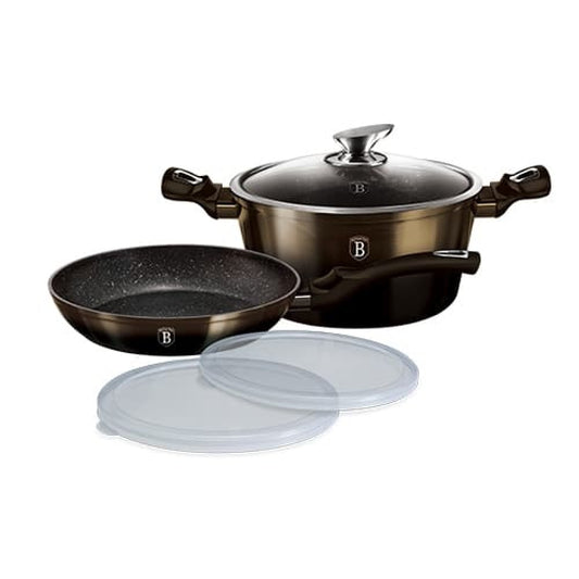 Batería de cocina de 5 piezas Berlinger Haus en la línea métalica brillante en negro