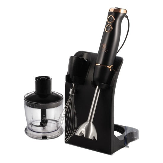 Berlinger Haus - Juego de batidora de mano y picadora de 5 piezas con soporte, colección Black Rose 1 