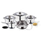 Juego de utensilios de cocina de acero inoxidable de 3 piezas con base de 5 capas y revestimiento de mármol Xylan, Edición Gourmet Line