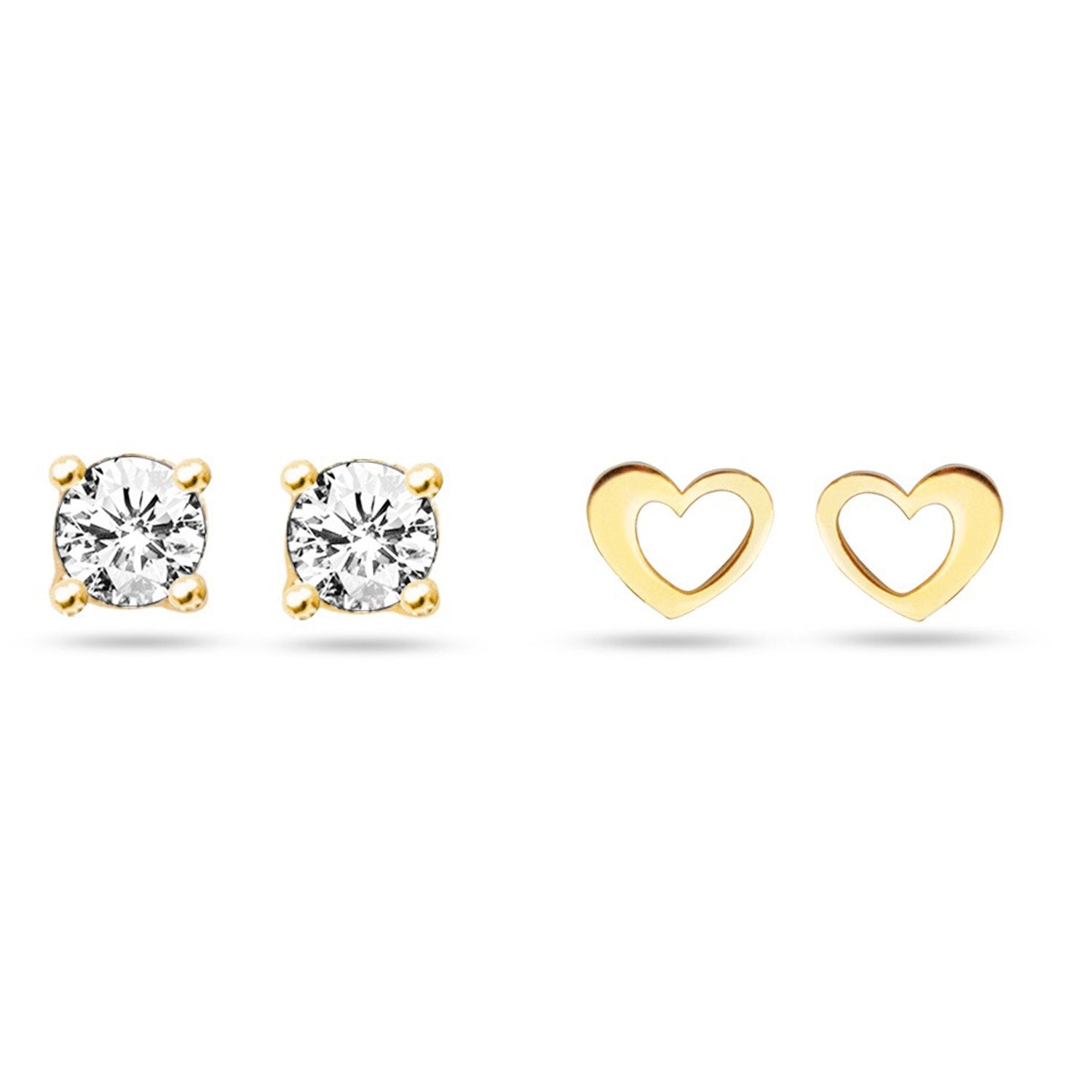 Conjunto de Aleación Bañado en Oro con Diamante blanco (Collar +Pendientes +Colgante ) 4 