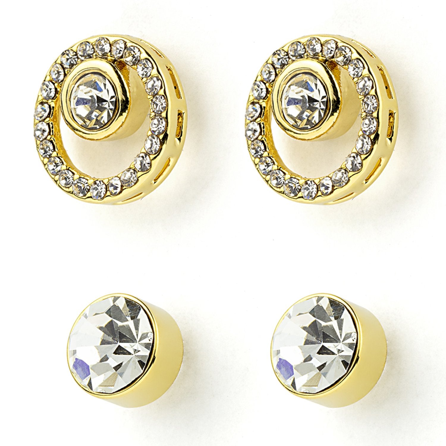 Conjunto de Aleación Bañado en Oro con Cristal Emporia® Blanco (Collar +Pendientes +Colgante ) 4 