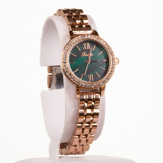 Reloj de aleación con movimiento Miyota de alta calidad con caja de regalo, esfera de color verde esmeralda