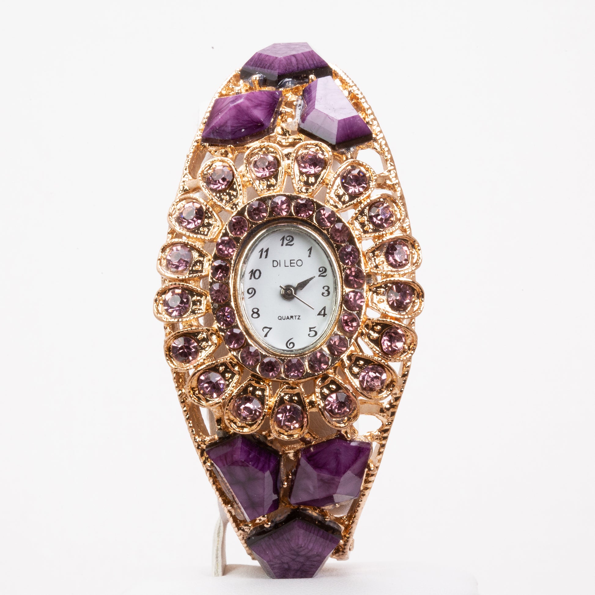 Reloj de Aleación Bañado en Oro con Cristal Emporia® Púrpura 1 