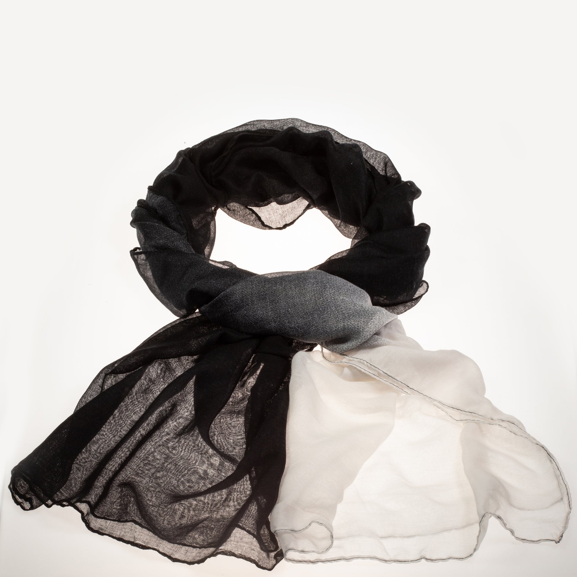 Lenço da moda, 100% viscose,180 cm x 85 cm, PRETO E BRANCO 1 