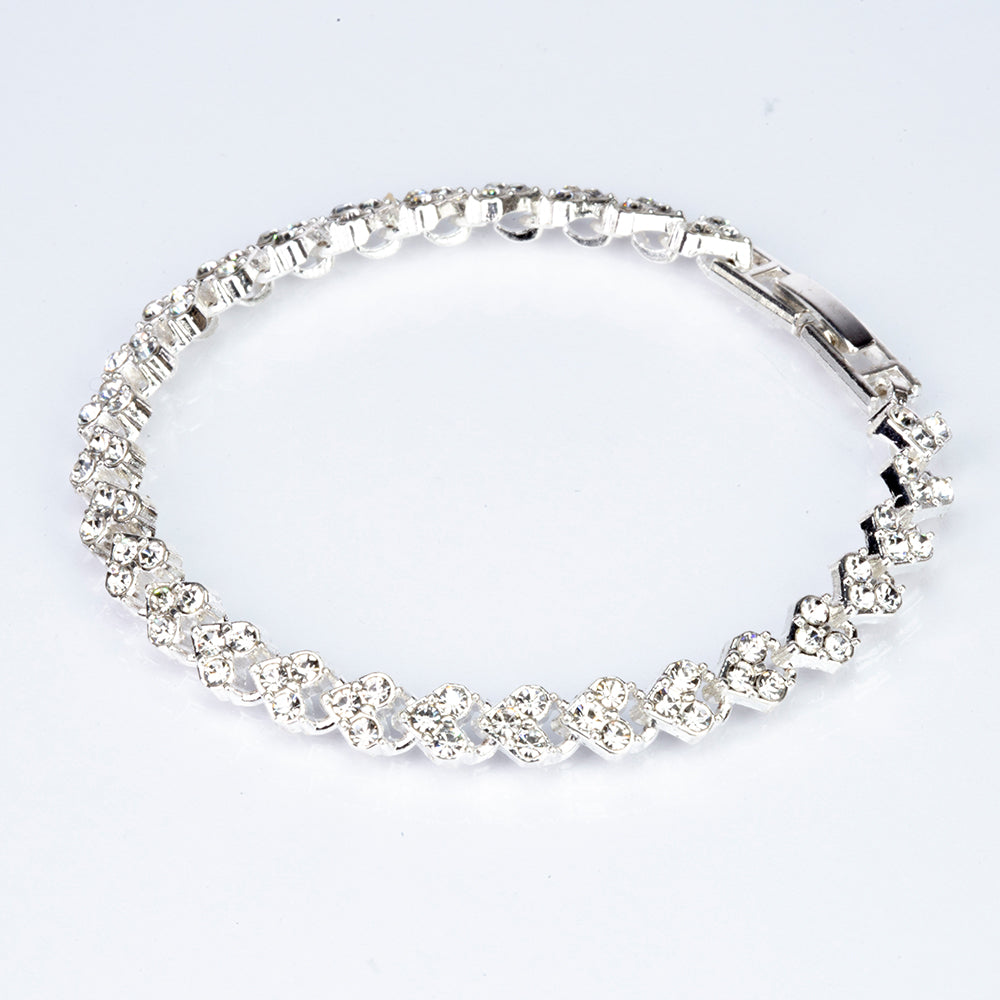 Reloj de Aleación Bañado en Oro con Cristal Emporia® Blanco (Collar +Pendientes +Pulsera +Colgante )