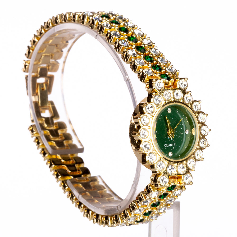 Reloj de Aleación Bañado en Oro con Cristal Emporia® Azul (Collar +Pendientes +Pulsera +Colgante )