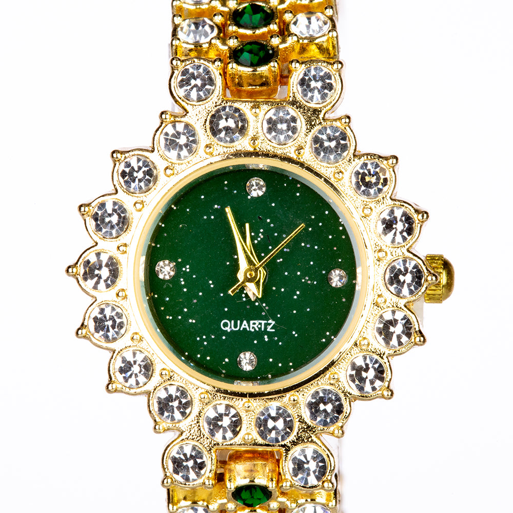 Reloj de Aleación Bañado en Oro con Cristal Emporia® Azul (Collar +Pendientes +Pulsera +Colgante )