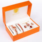 Reloj de Aleación Bañado en Oro con Cristal Emporia® Rojo (Collar +Pendientes +Pulsera +Colgante )