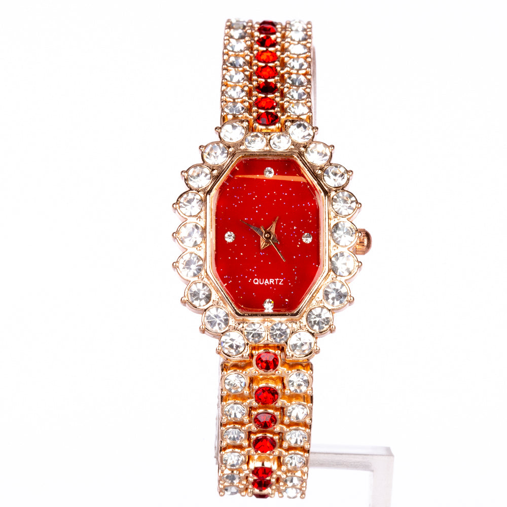 Reloj de Aleación Bañado en Oro con Cristal Emporia® Rojo (Collar +Pendientes +Pulsera +Colgante ) 2 