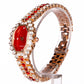 Reloj de Aleación Bañado en Oro con Cristal Emporia® Rojo (Collar +Pendientes +Pulsera +Colgante )