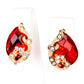 Reloj de Aleación Bañado en Oro con Cristal Emporia® Rojo (Collar +Pendientes +Pulsera +Colgante )