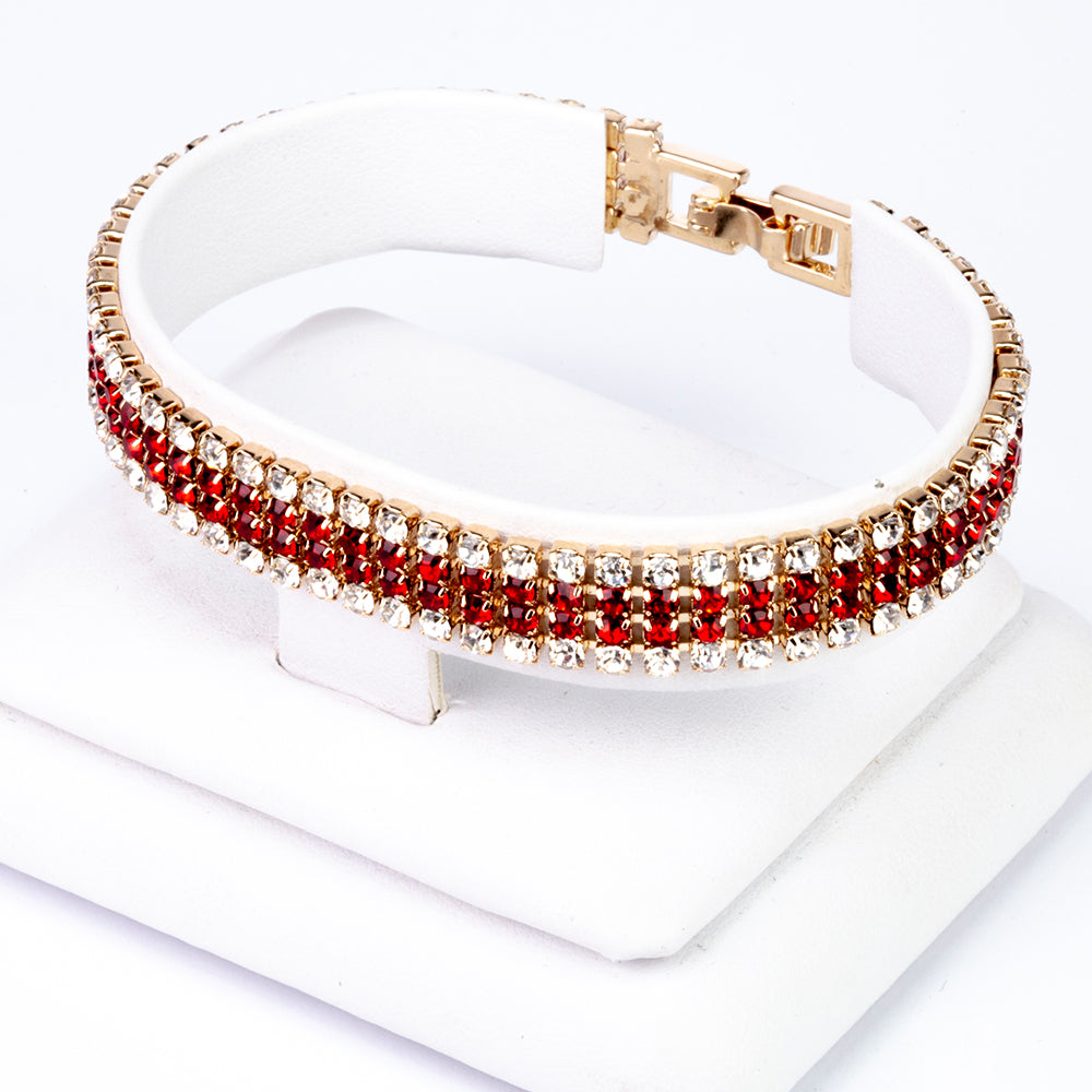 Reloj de Aleación Bañado en Oro con Cristal Emporia® Rojo (Collar +Pendientes +Pulsera +Colgante )