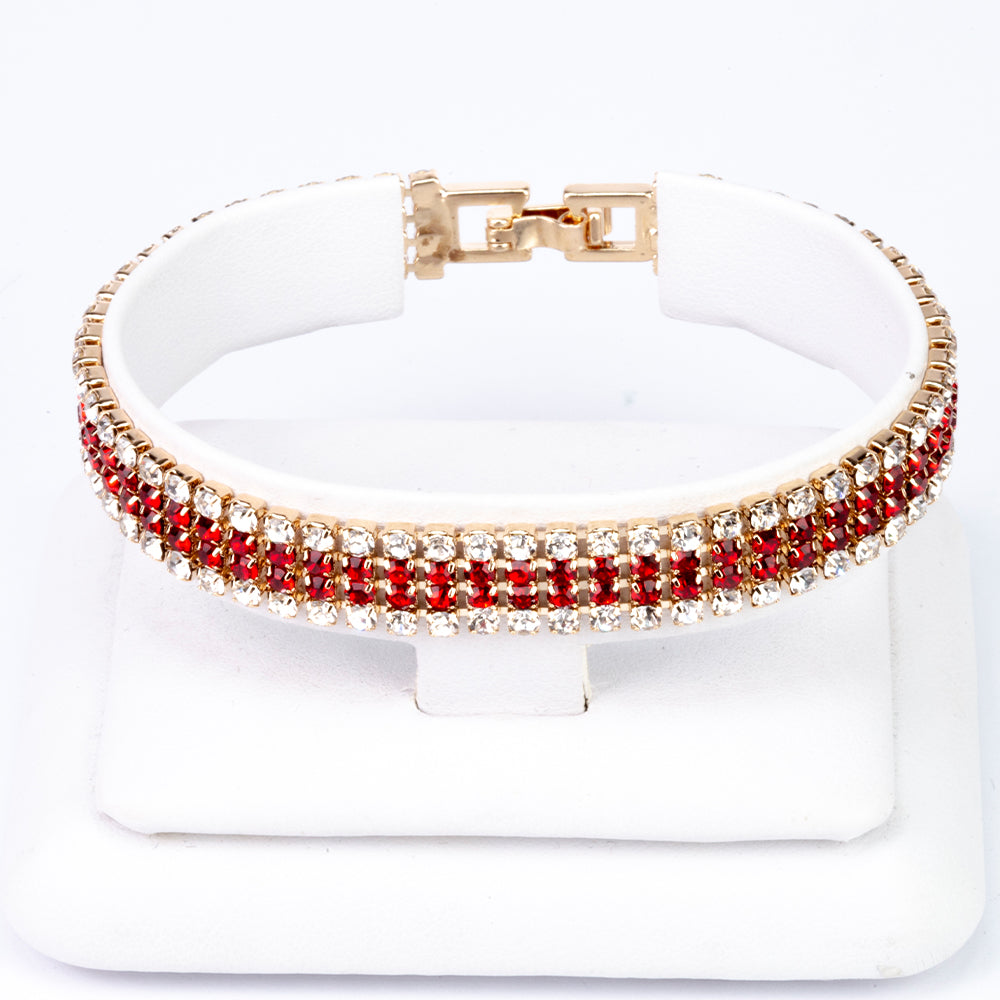 Reloj de Aleación Bañado en Oro con Cristal Emporia® Rojo (Collar +Pendientes +Pulsera +Colgante )