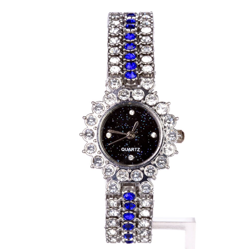 Reloj de Aleación Bañado en Oro con Cristal Emporia® Azul (Collar +Pendientes +Pulsera +Colgante ) 2 