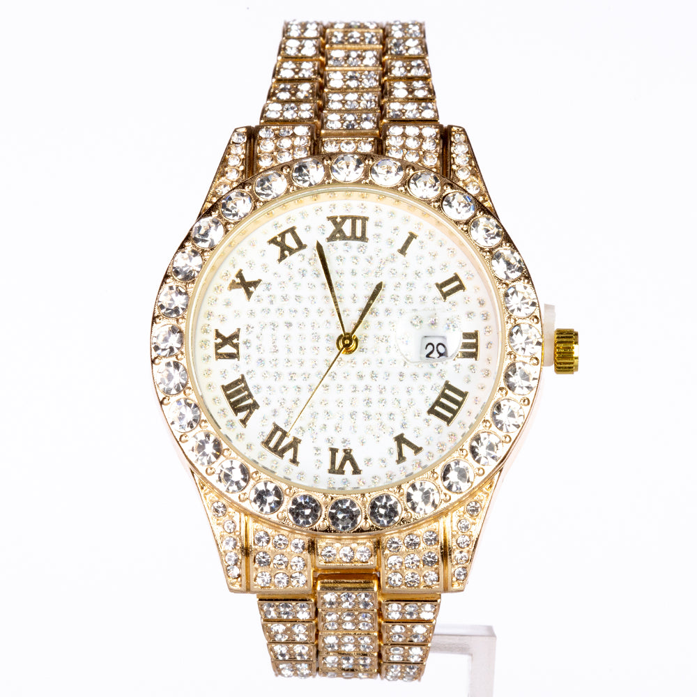 Reloj de Aleación Bañado en Oro con Cristal Emporia® Blanco (Collar +Pendientes +Pulsera +Colgante ) 2 