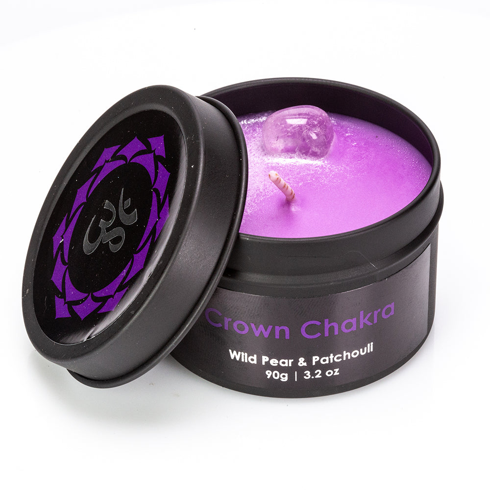 Juego de regalo Emporia de 9 piezas de 7 velas de cristal de chakra, colgante de chakra y pulsera de chakra con amatista, lapislázuli, citrino, aventurina verde, ojo de tigre, jaspe rojo y cuarzo transparente