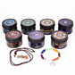 Juego de regalo Emporia de 9 piezas de 7 velas de cristal de chakra, colgante de chakra y pulsera de chakra con amatista, lapislázuli, citrino, aventurina verde, ojo de tigre, jaspe rojo y cuarzo transparente
