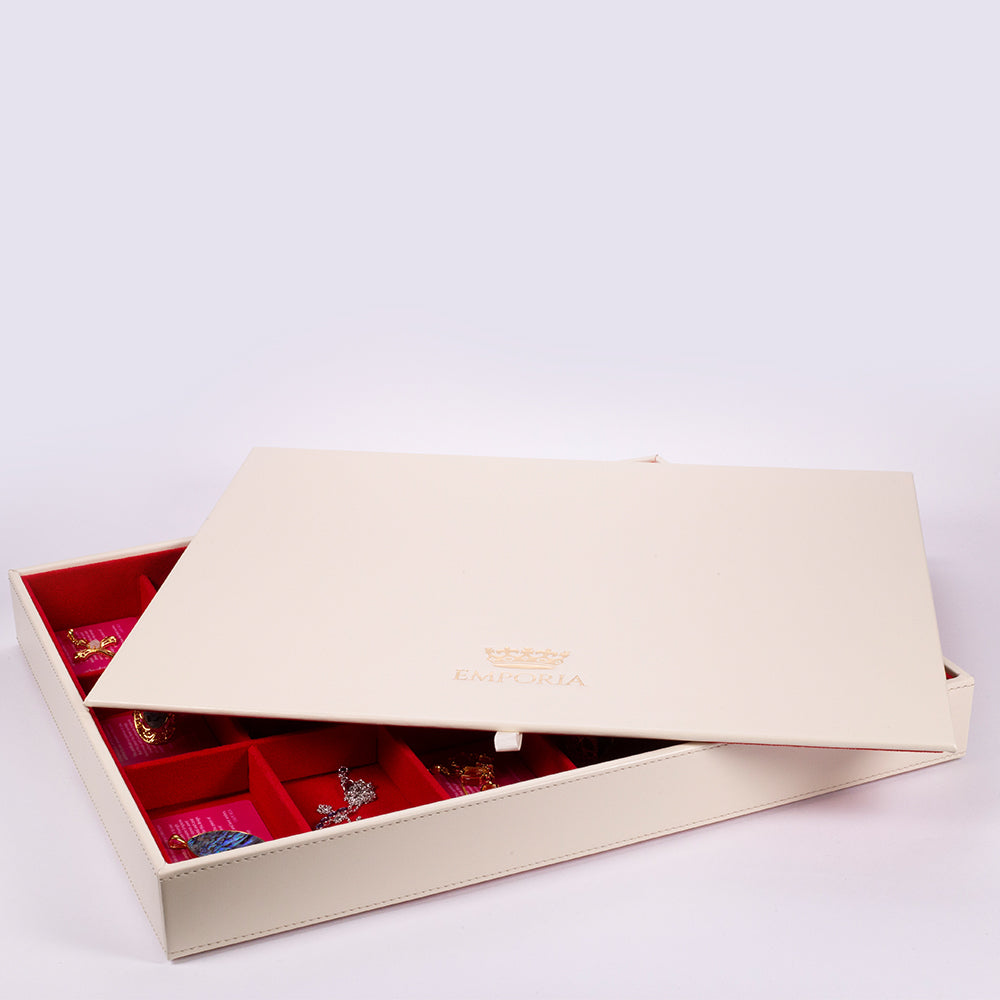 Emporia "Red Velvet Cake" Joyero apilable de terciopelo con tapa, beige 7 
