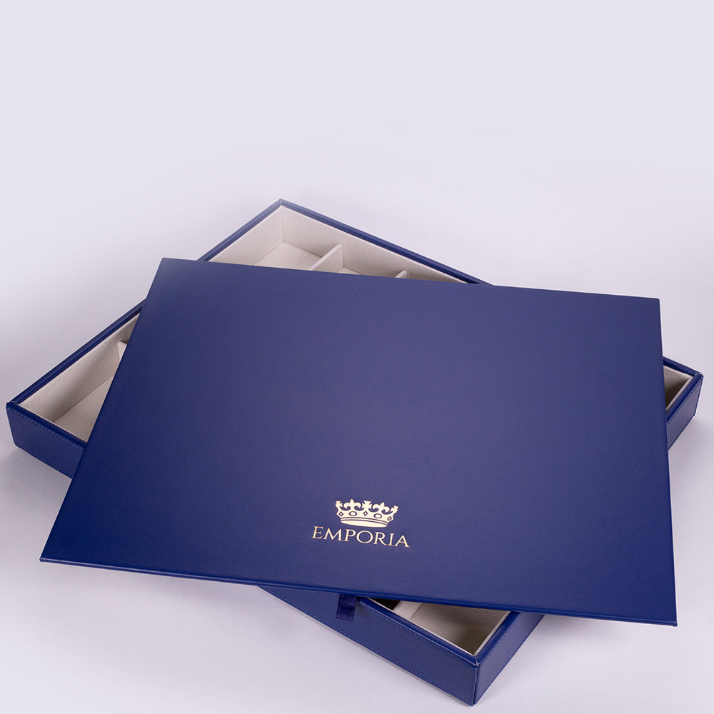 Emporia "Classic Royal Blue Velvet" Joyero apilable de terciopelo con tapa, azul