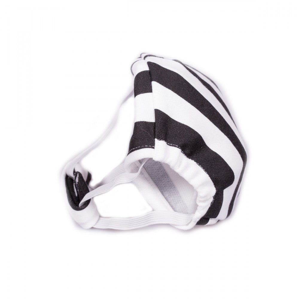 Textile Mask M size with brown-white stripes 1 