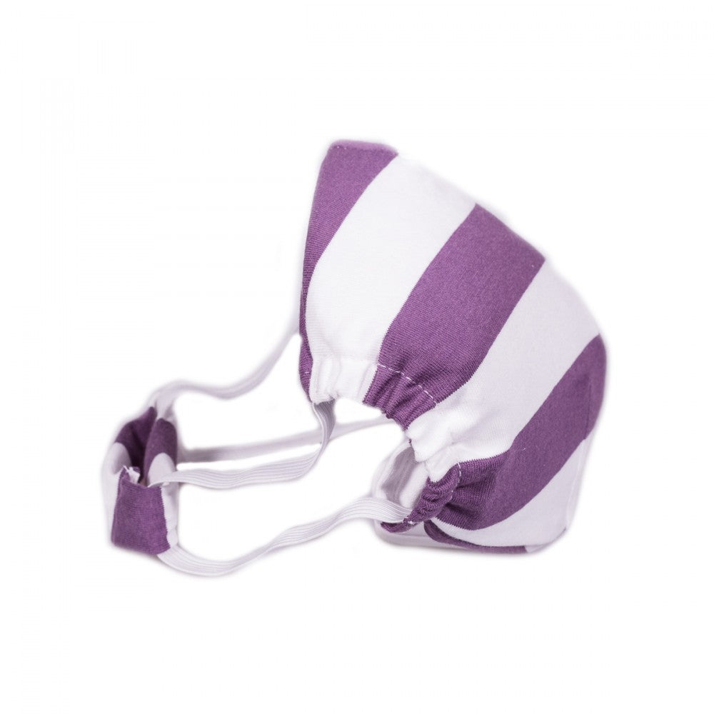 Textile Mask M size with purple-white stripes 1 