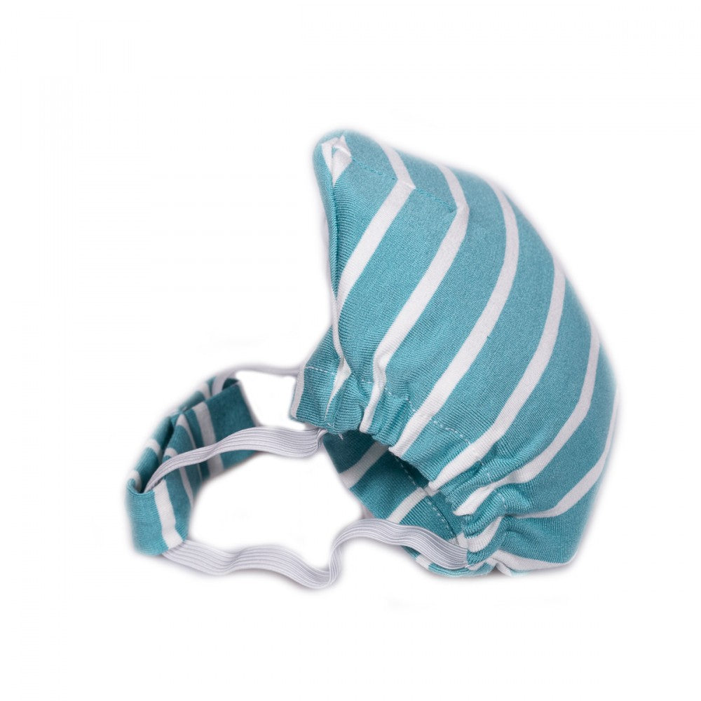 Textile Mask M size with green-white stripes 1 