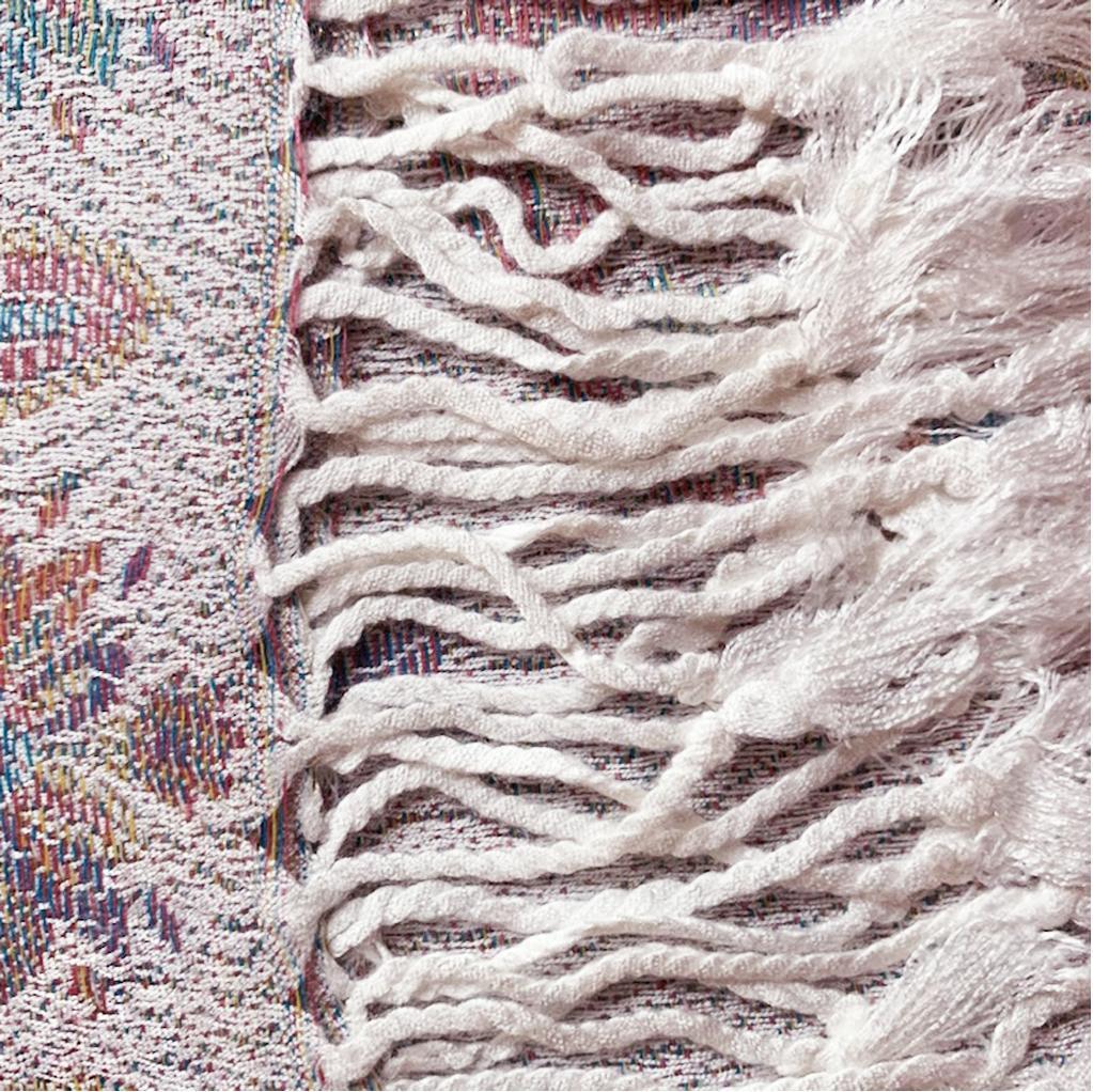 Bufanda de cachemira 100% Pashmina auténtica, 70 cm x 180 cm, Paisley, blanco, rosa, brillante 7 