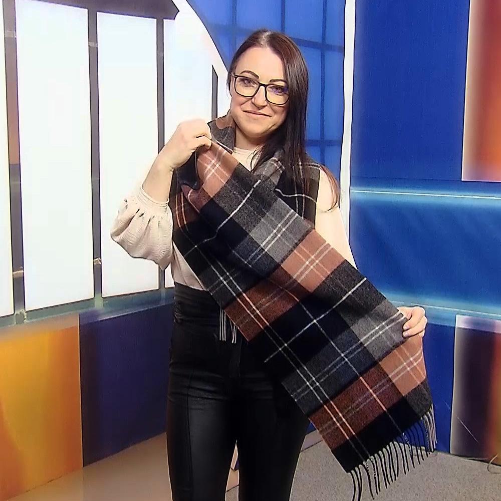 Bufanda 100% Lana, 30 cm x 180 cm, Negro y Melocotón 1 