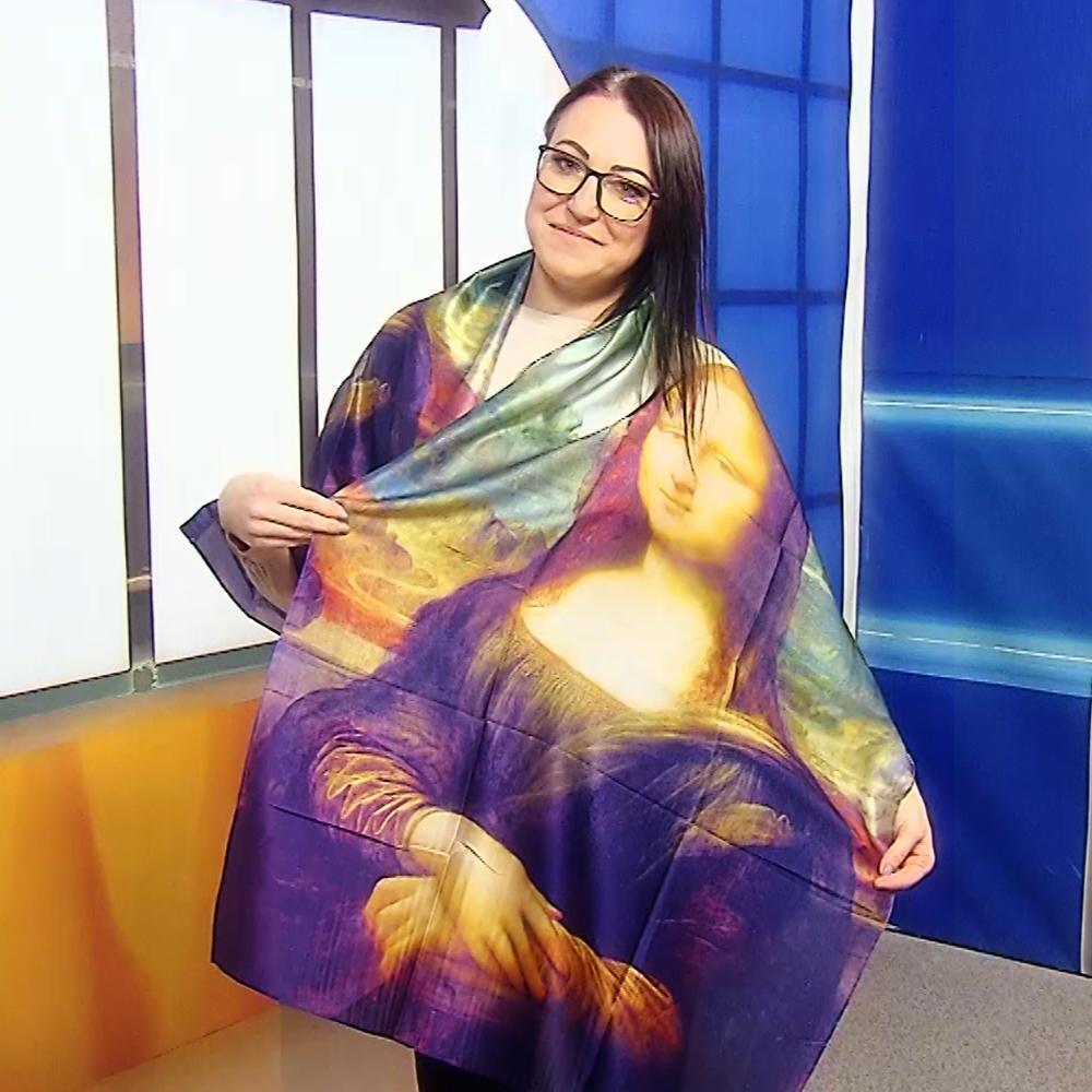 Pañuelo de seda, 70 cm x 180 cm, Leonardo Da Vinci - Mona Lisa 2 