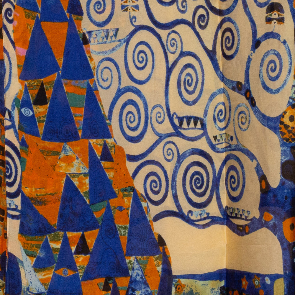 Pañuelo 100% Seda, 90 cm x 180 cm, impresionista Árbol de la vida de Klimt