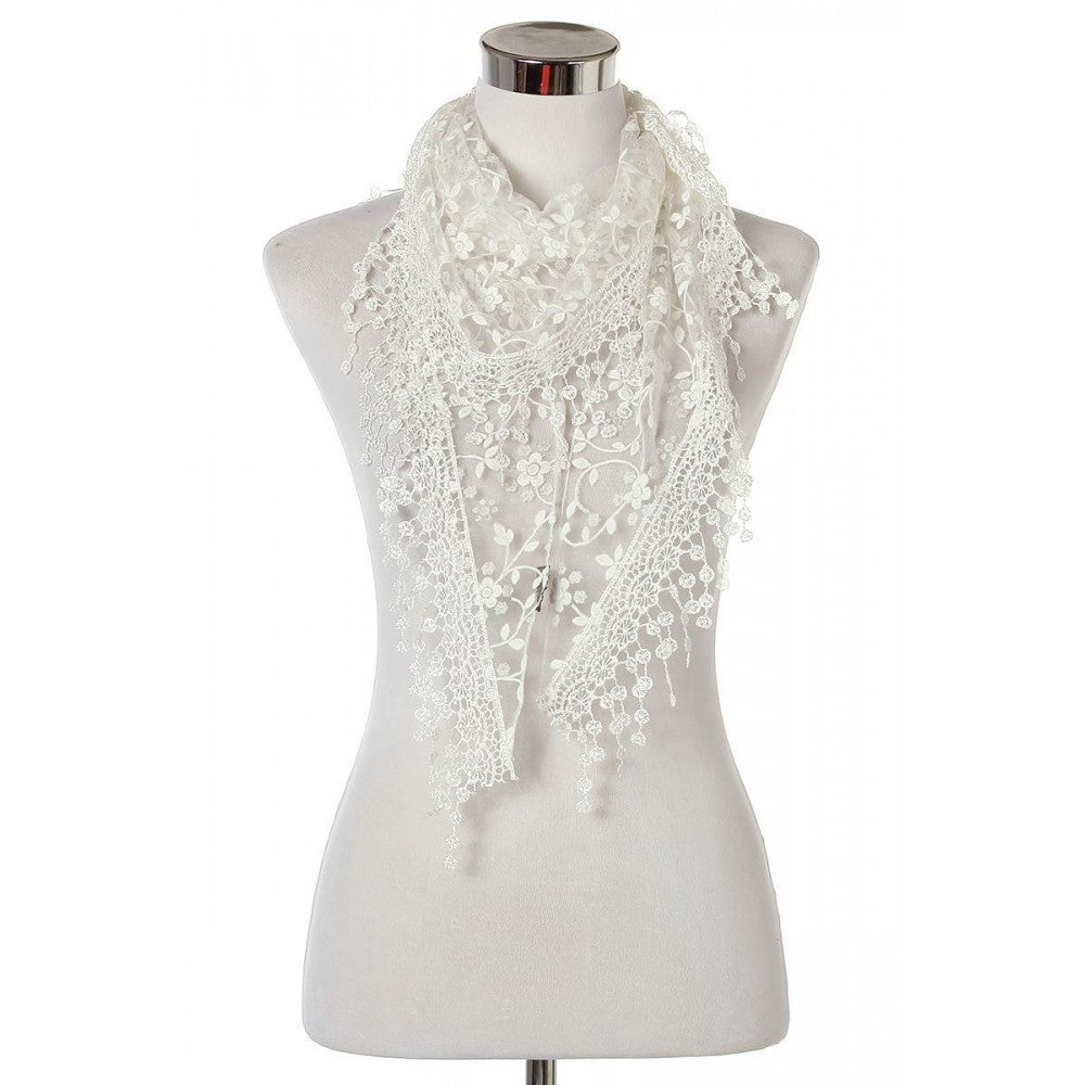 Bufanda-bufanda triangular con estampado de flores brillantes, 45 cm x 45 cm x 170 cm, blanco