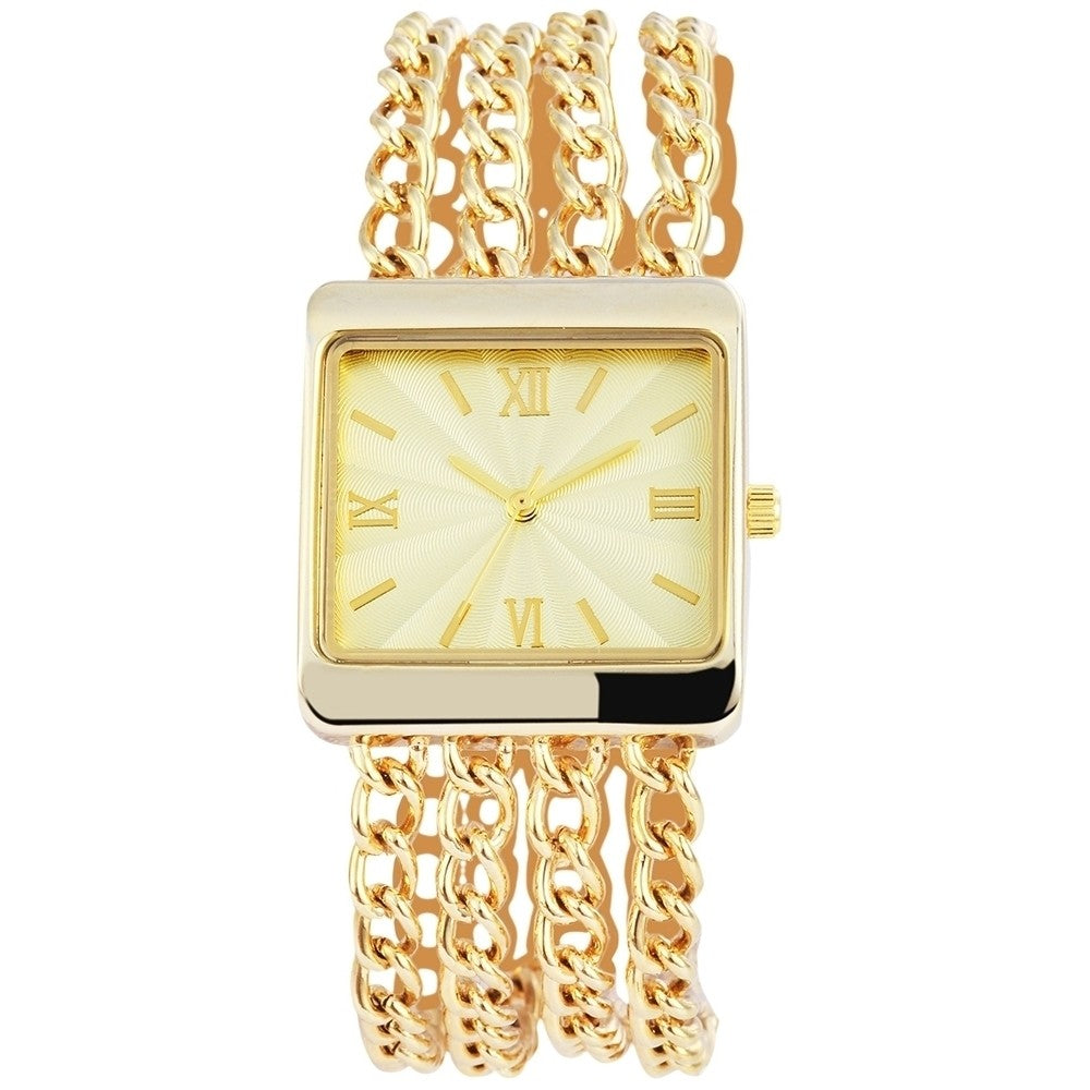 Reloj para mujer con correa de metal, color dorado, movimiento de cuarzo de alta calidad, esfera dorada 1 