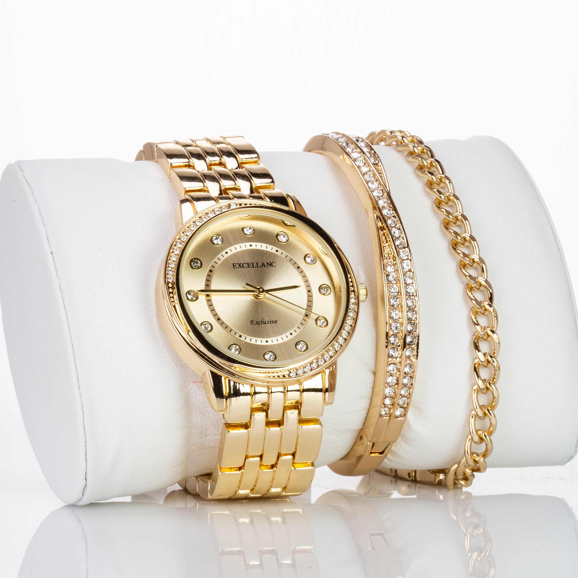 Set Whit Emporia Crystal en oro plateado ( reloj de pulsera + 2 pulseras ) 6 