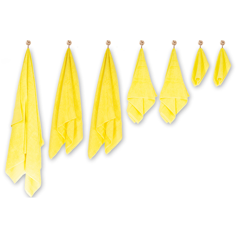 3+3+1 Regalo Juego de 3 piezas de Toallas 100% Microalgodón, 500 GSM, Amarillo