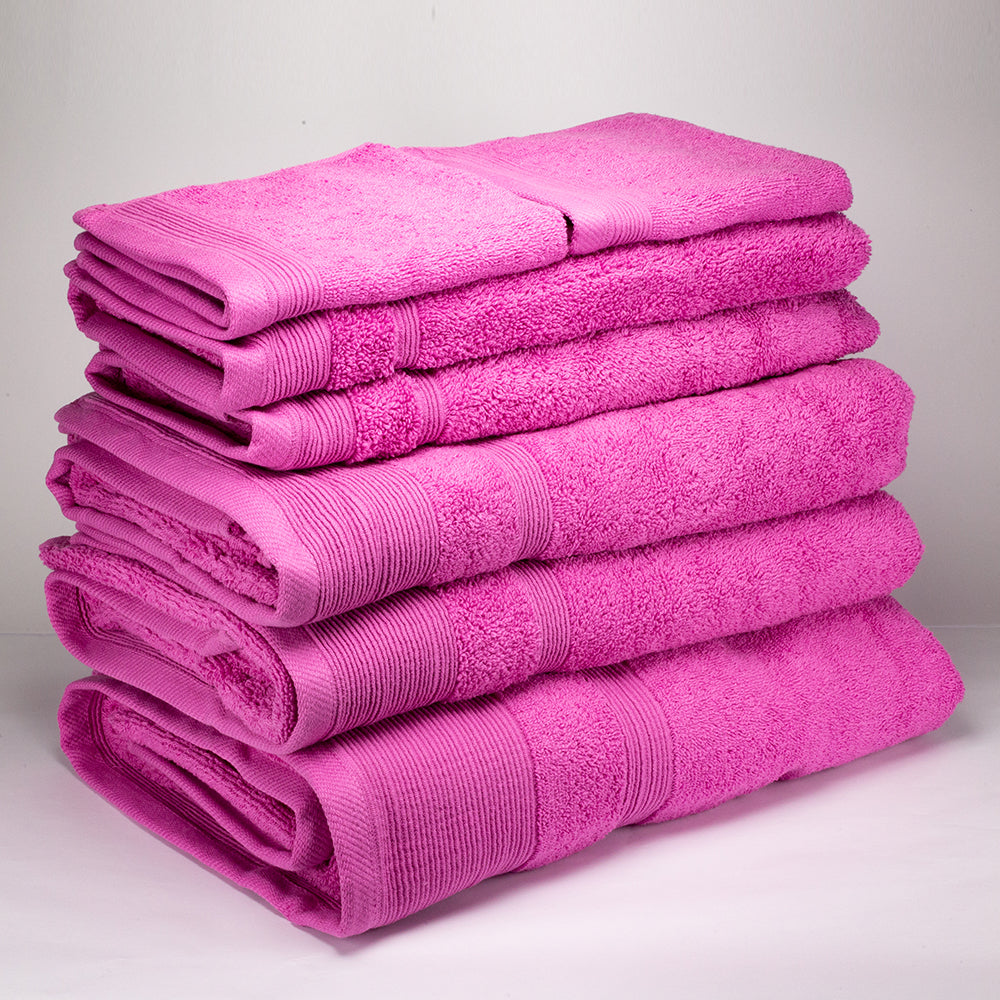 3+3+1 Regalo Juego de 3 piezas de Toallas 100% Microalgodón, 500 GSM, Rosa Fucsia