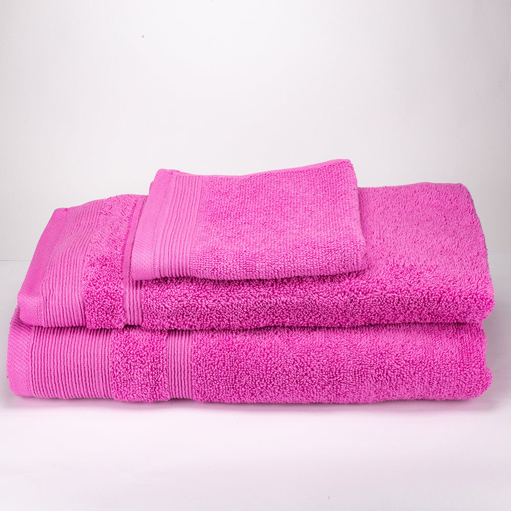 3+3+1 Regalo Juego de 3 piezas de Toallas 100% Microalgodón, 500 GSM, Rosa Fucsia