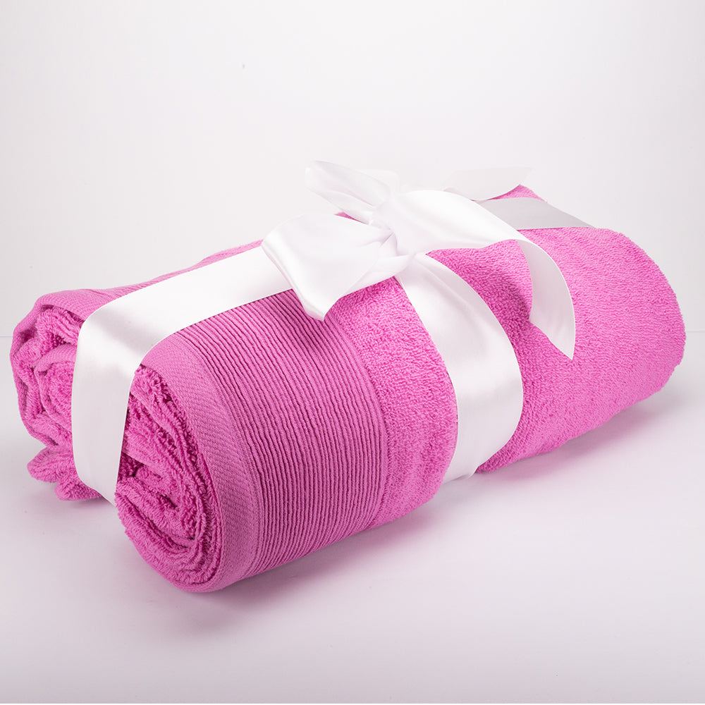 3+3+1 Regalo Juego de 3 piezas de Toallas 100% Microalgodón, 500 GSM, Rosa Fucsia 12 