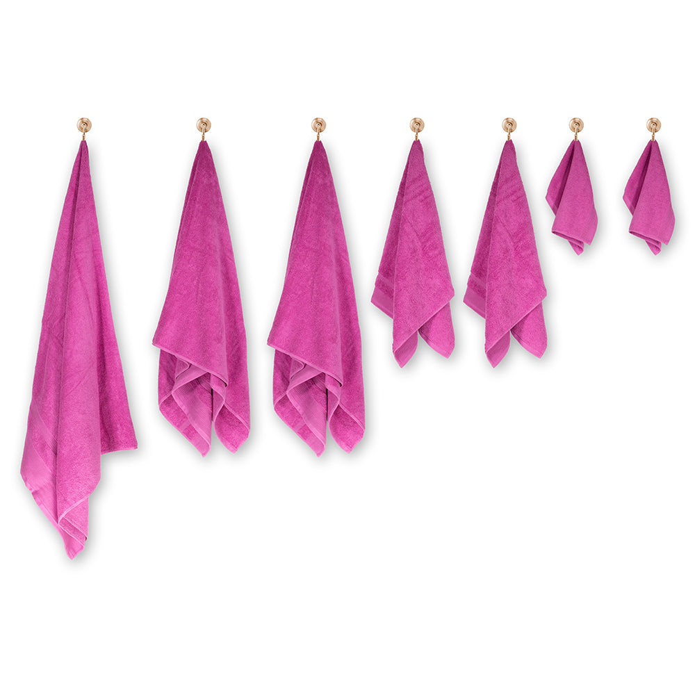 3+3+1 Regalo Juego de 3 piezas de Toallas 100% Microalgodón, 500 GSM, Rosa Fucsia