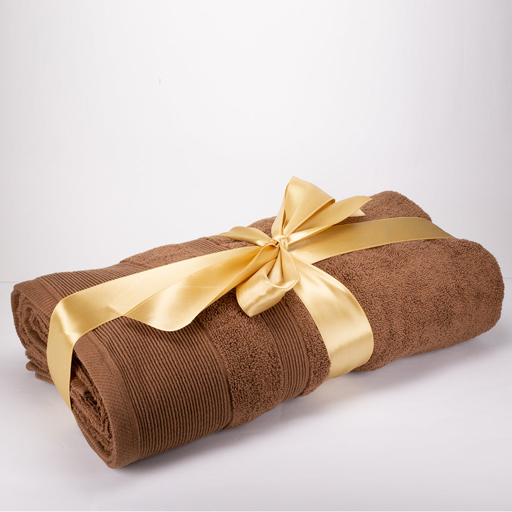 3+3+1 Regalo Juego de 3 piezas de Toallas 100% Microalgodón, 500 GSM, Marrón Chocolate 12 