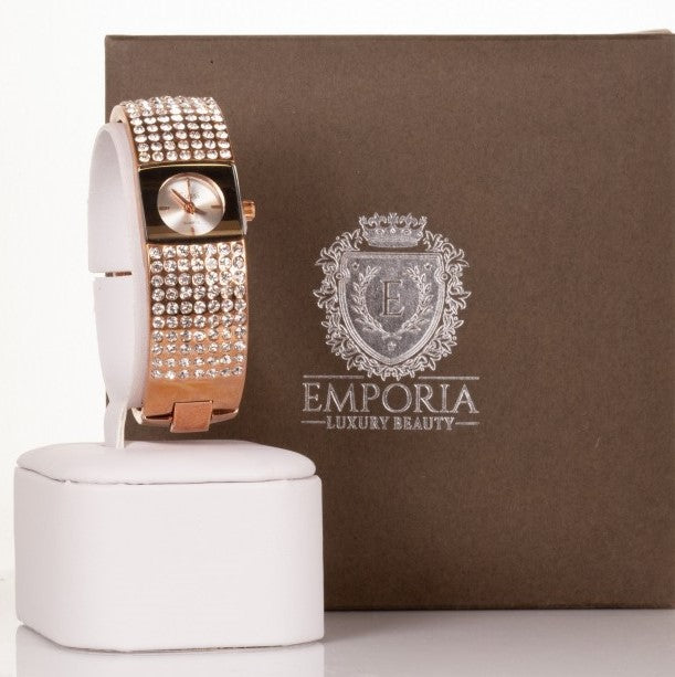 Reloj de aleación para mujer CUSSI Color oro rosa con cristales de cuarzo de 7 filas 2 