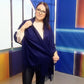 Bufanda de cachemira 100% pashmina auténtica 70 x 170 cm, azul marino
