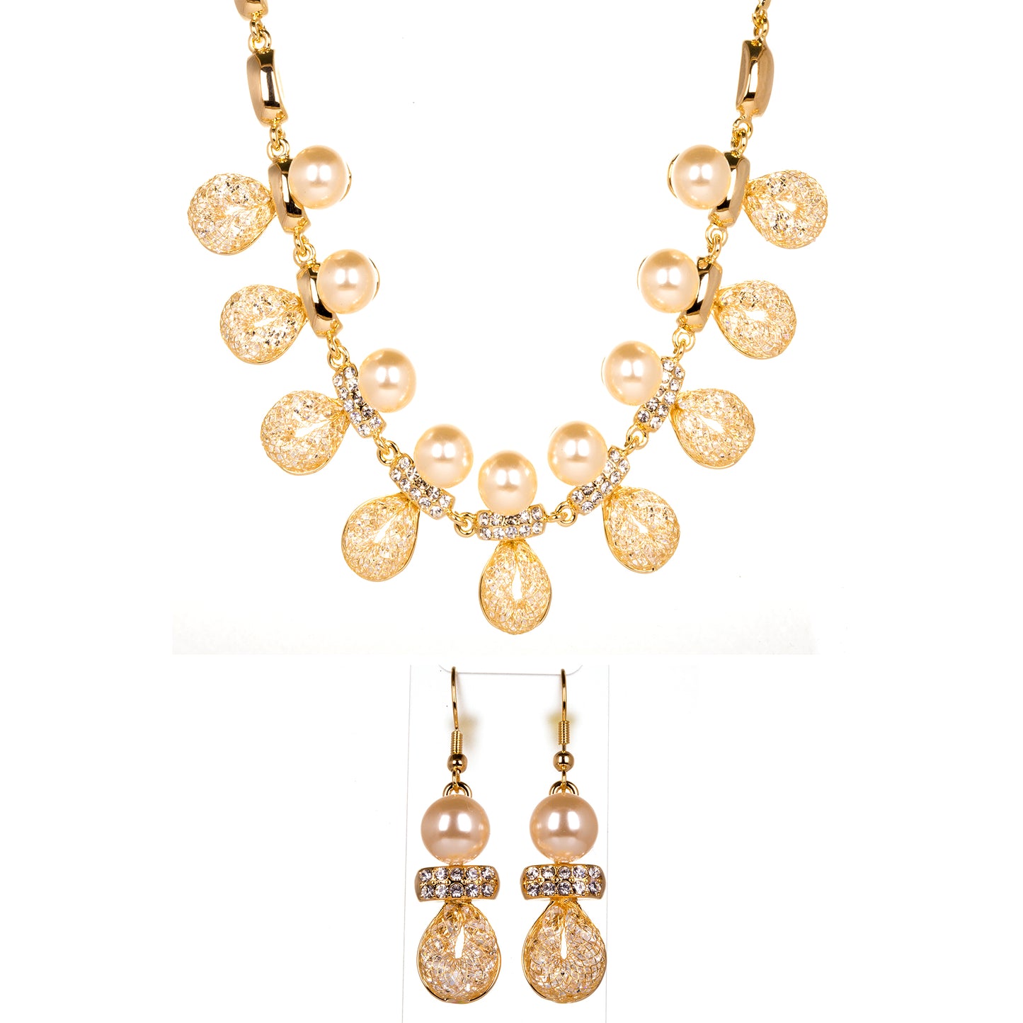 Conjunto de Aleación Bañado en Oro con Cristal Emporia® Blanco