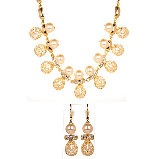Conjunto de Aleación Bañado en Oro con Cristal Emporia® Blanco
