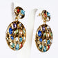 Conjunto de Aleación Bañado en Oro con Cristal Emporia® Rojo y Cristal Emporia® Azul ( Collar +Pendientes +Colgante )