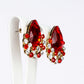 Conjunto de Aleación Bañado en Oro con Cristal Emporia® Rojo y Cristal Emporia® Blanco ( Collar +Pendientes +Colgante )