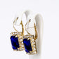 Conjunto de Aleación Bañado en Oro con Cristal Emporia® Azul y Cristal Emporia® Blanco ( Collar +Pendientes +Colgante )