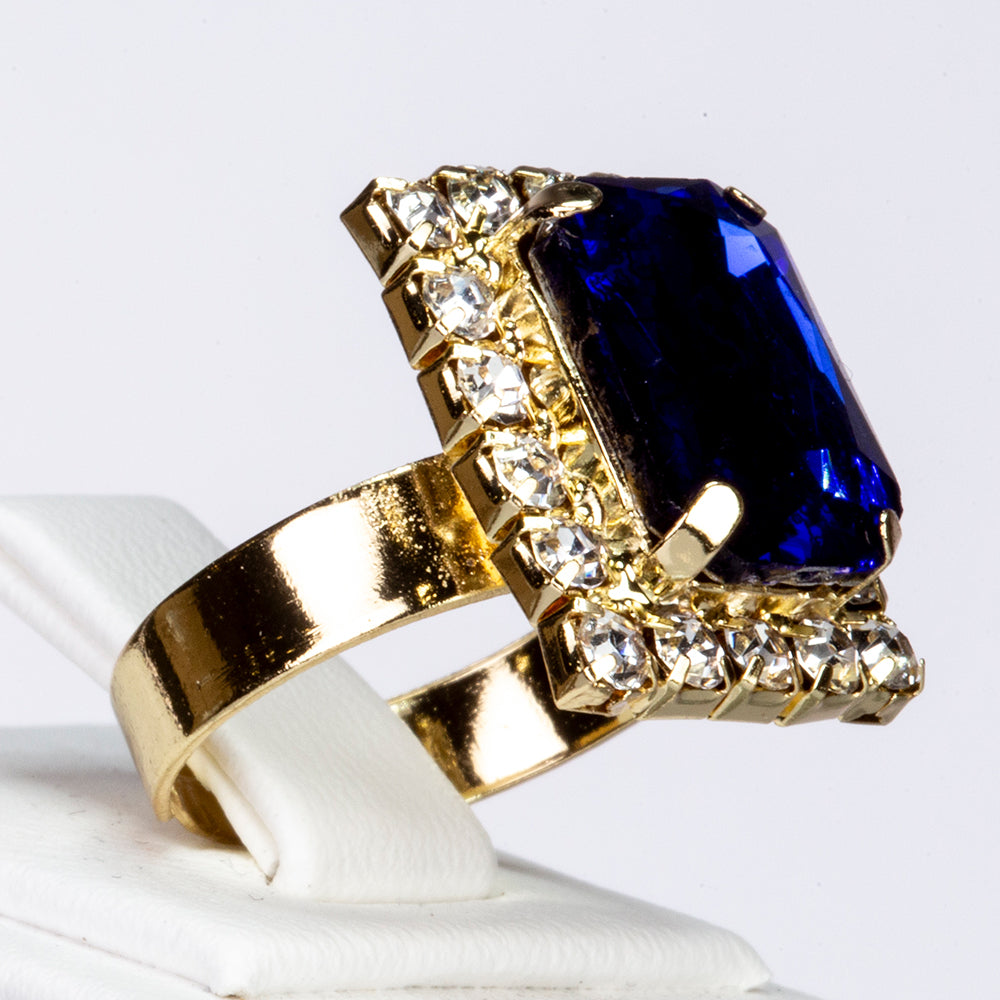 Conjunto de Aleación Bañado en Oro con Cristal Emporia® Azul y Cristal Emporia® Blanco ( Collar +Pendientes +Colgante ) 4 
