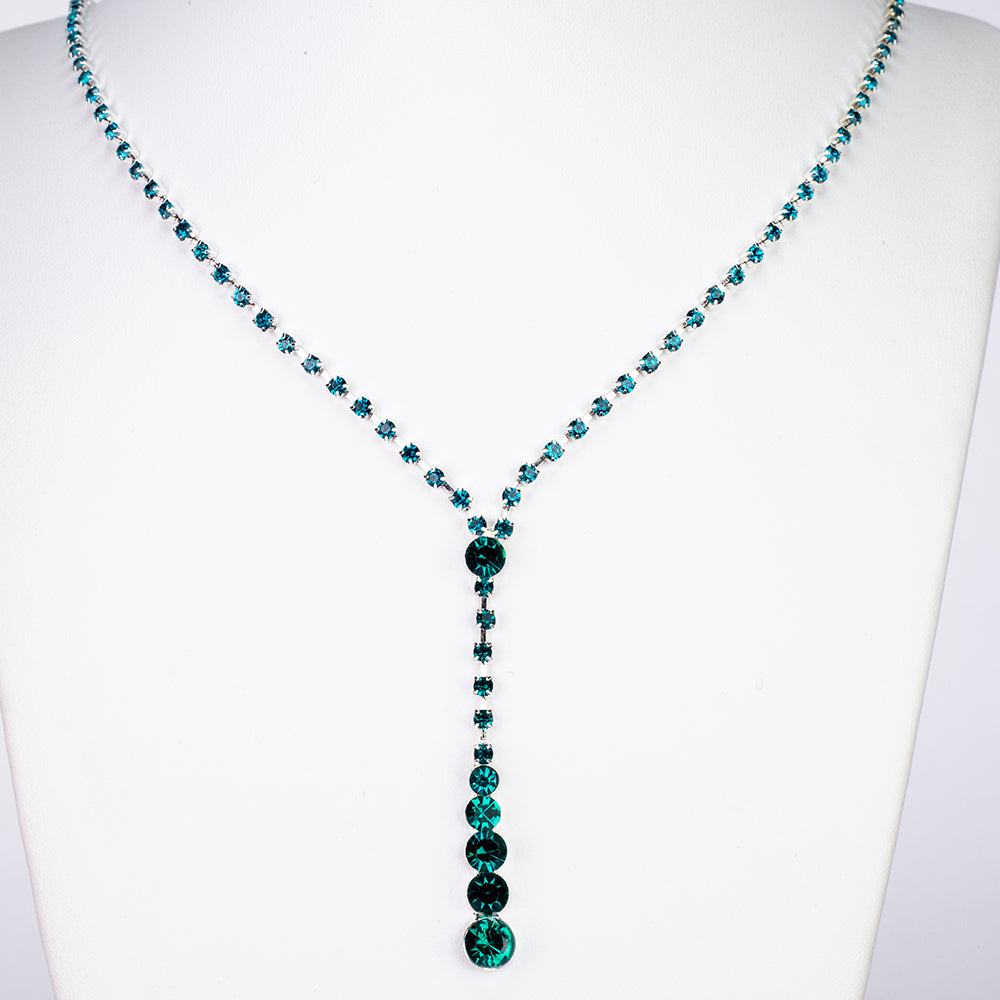 Conjunto de Aleación Bañado en Oro con Cristal Emporia® Verde ( Collar +Pendientes ) 5 