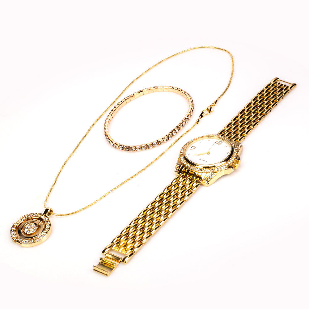 Conjunto de Aleación Bañado en Oro con Cristal Emporia® Blanco ( Collar +Pulsera ) 1 
