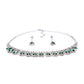 Conjunto de Aleación Bañado en Oro Blanco con Cristal Emporia® Verde ( Collar +Pendientes )